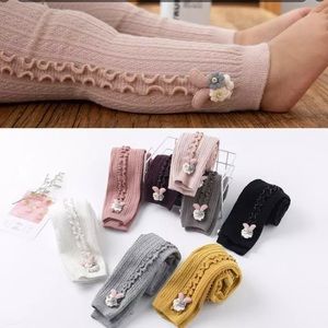 Girls pants with cute accessory, soft cotton knit